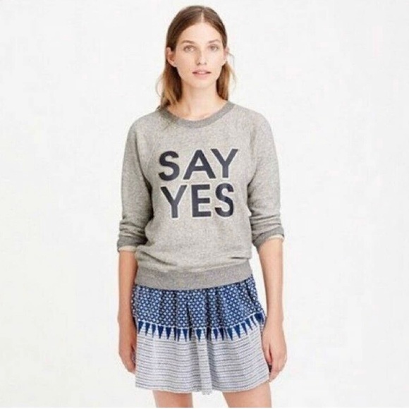 J. Crew Tops - J. Crew Say Yes Pullover Gray Crew Neck Sweatshirt Womens Size medium Cotton EUC